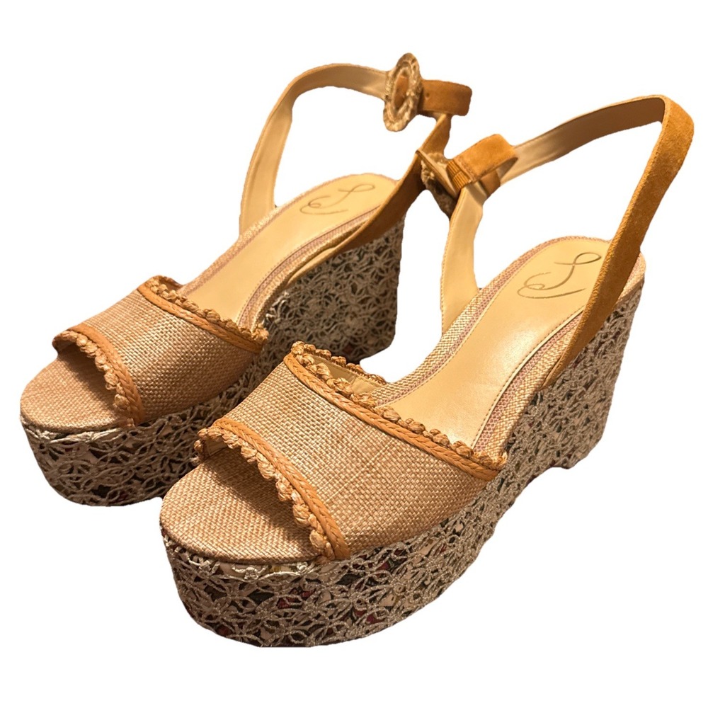 NWOB Sam Edelman Raffia / Woven Espadrille Platform Wedge Sandal ‑ Size 9.5 Boho